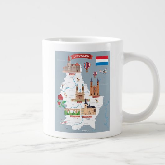 Luxemburg Cartoon Map Grote Koffiekop (Rechts)