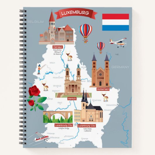 Luxemburg Cartoon Map Notitieboek (Voorkant)