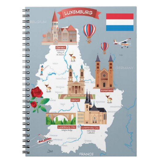 Luxemburg Cartoon Map Notitieboek (Voorkant)