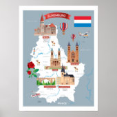 Luxemburg Cartoon Map Poster (Voorkant)