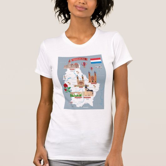 Luxemburg Cartoon Map T-shirt (Voorkant)