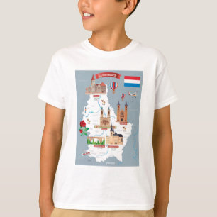 Luxemburg Cartoon Map T-shirt