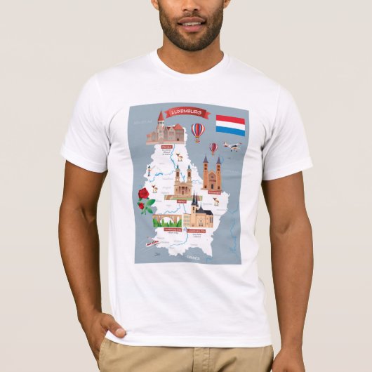 Luxemburg Cartoon Map T-shirt (Voorkant)