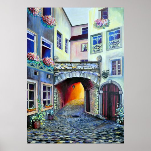 Luxemburg City - Bohemian Courtyard Poster (Voorkant)