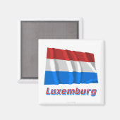 Luxemburg Fliegende Flagge mit Namen Magneet (Voorkant / Achterkant)