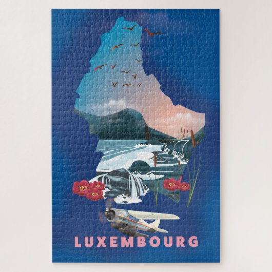 Luxemburg geïllustreerde reisposter. legpuzzel (Verticaal)