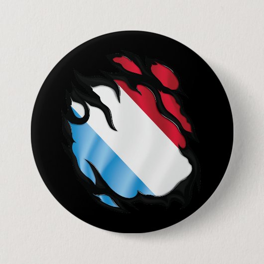 Luxemburg Gescheurde Vlag Ronde Button 7,6 Cm (Voorkant)