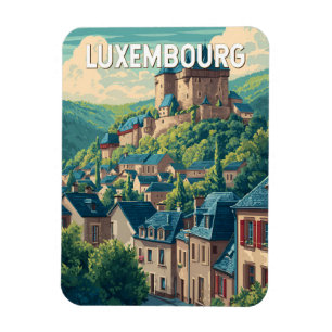 Luxemburg Illustratie Reis Kunst Vintage Magneet