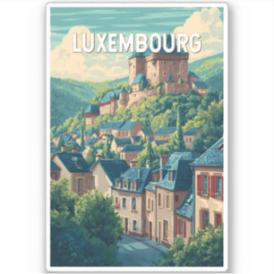 Luxemburg Illustratie Reis Kunst Vintage Sticker