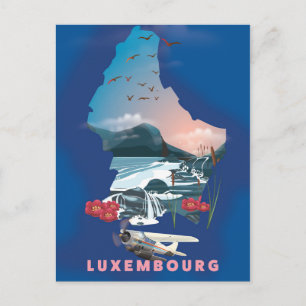 Luxemburg Kaart geïllustreerde reisposter.