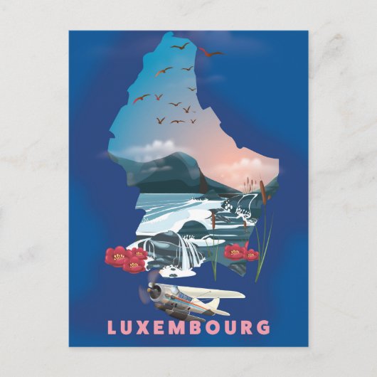 Luxemburg Kaart geïllustreerde reisposter. (Voorkant)