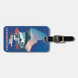 Luxemburg Kaart geïllustreerde reisposter. Bagagelabel