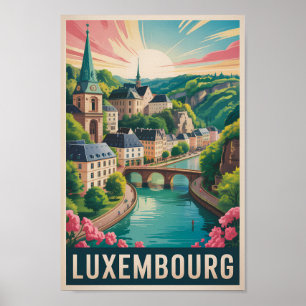 Luxemburg Landschap Illustratie Reis Kunst Retro Poster