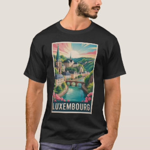 Luxemburg Landschap Illustratie Reis Kunst Retro T-shirt