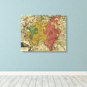 Luxemburg - Panoramische KaartLuxemburg Canvas Afdruk (Insitu (Houten vloer))