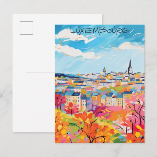 Luxemburg Reizen Stad Schilderen Esthetisch Briefkaart (Voorkant / Achterkant)