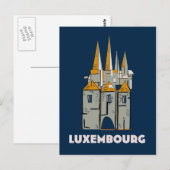 Luxemburg retro stijl reisposter briefkaart (Voorkant / Achterkant)