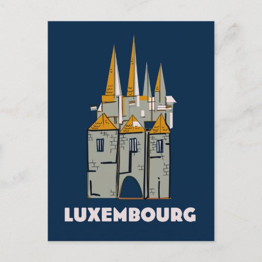 Luxemburg retro stijl reisposter briefkaart (Voorkant)