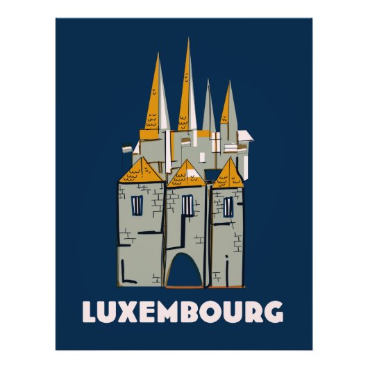 Luxemburg retro stijl reisposter foto afdruk (Voorkant)