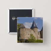Luxemburg, Sûre riviervallei. Bourscheid, Vierkante Button 5,1 Cm (Voorkant /achterkant)