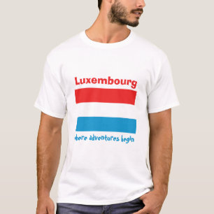 Luxemburg Vlag + Kaart + Tekst T-Shirt