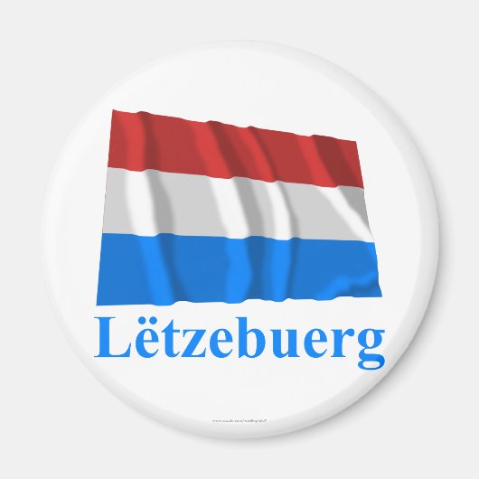 Luxemburg Zwaaiende Vlag met Naam in het Luxemburg Magneet (Voorkant)