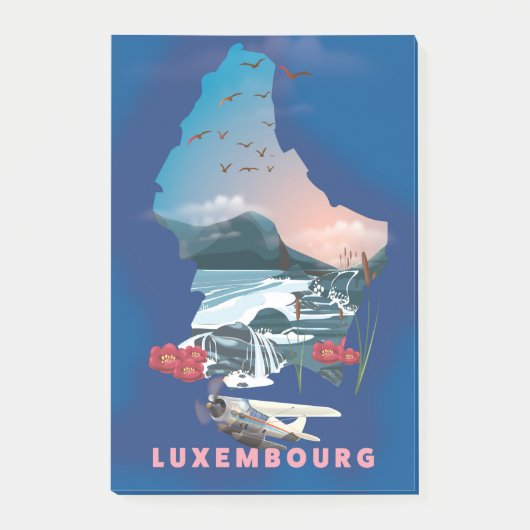 Luxemburgse kaart illustreerde reisposter. post-it® notes (Voorkant)