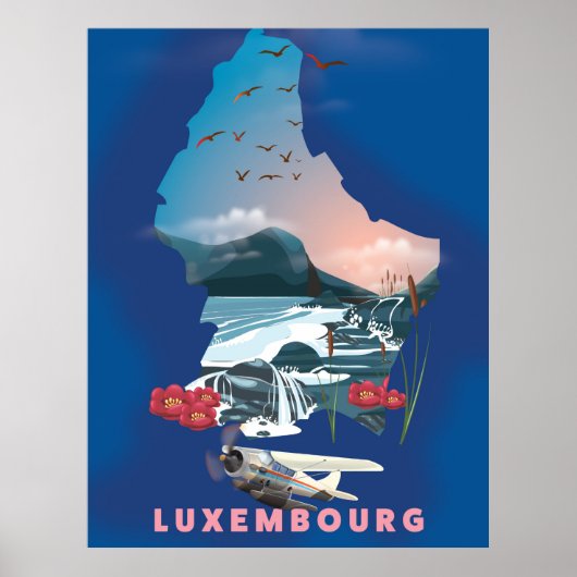 Luxemburgse kaart illustreerde reisposter. poster (Voorkant)