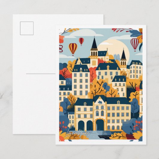 Luxemburgse kunst Vintage Travel Illustration Briefkaart (Voorkant / Achterkant)