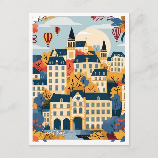 Luxemburgse kunst Vintage Travel Illustration Briefkaart (Voorkant)
