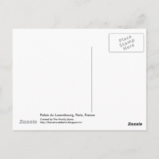 Luxemburgse Palace-tekening Briefkaart (Achterkant)