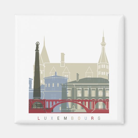 Luxemburgse skyline-poster magneet (Voorkant)
