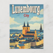 Luxemburgse Vintage Retro Travel Illustration Briefkaart (Voorkant)