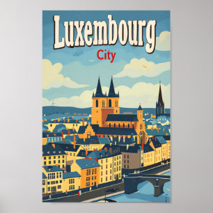 Luxemburgse Vintage Retro Travel Illustration Poster