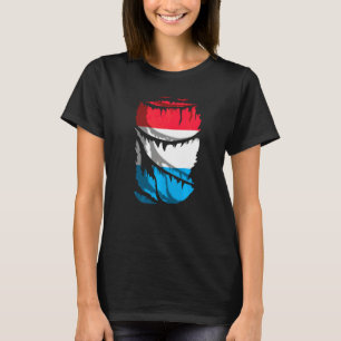 Luxemburgse vlag met gebroken of gescheurd stofeff t-shirt