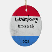 Luxemburgse vlag Ornament, gepersonaliseerd Luxemb Keramisch Ornament (Rechts)