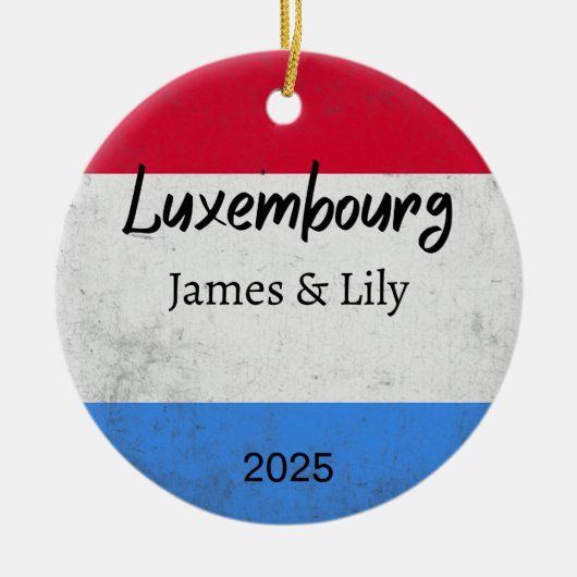Luxemburgse vlag Ornament, gepersonaliseerd Luxemb Keramisch Ornament (Voorkant)