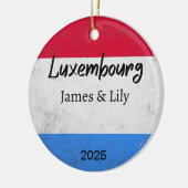 Luxemburgse vlag Ornament, gepersonaliseerd Luxemb Keramisch Ornament (Links)