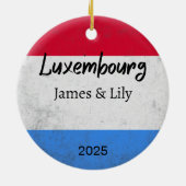 Luxemburgse vlag Ornament, gepersonaliseerd Luxemb Keramisch Ornament (Achterkant)