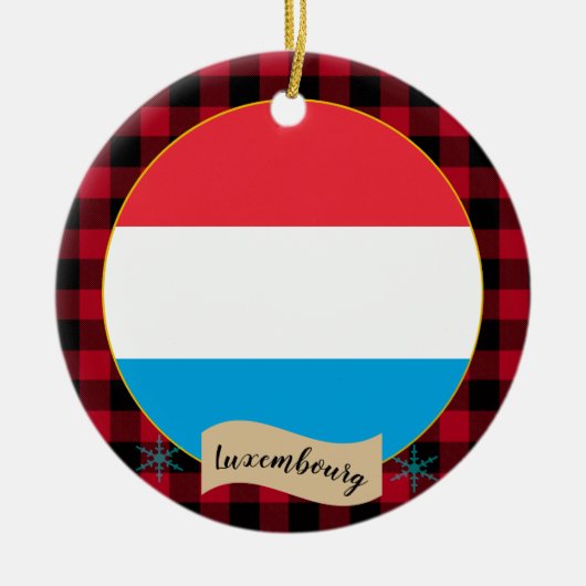 Luxemburgse vlag, rode buffelvlek, patriottisch keramisch ornament (Voorkant)