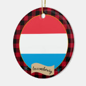 Luxemburgse vlag, rode buffelvlek, patriottisch keramisch ornament (Links)