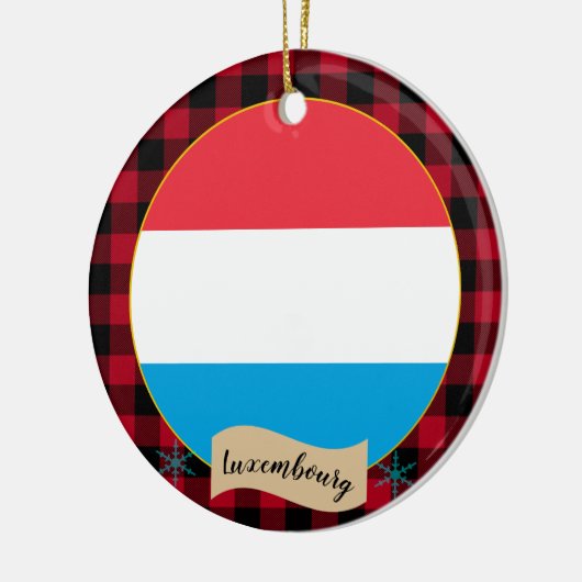 Luxemburgse vlag, rode buffelvlek, patriottisch keramisch ornament (Links)