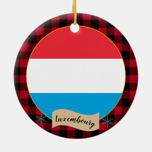 Luxemburgse vlag, rode buffelvlek, patriottisch keramisch ornament (Achterkant)