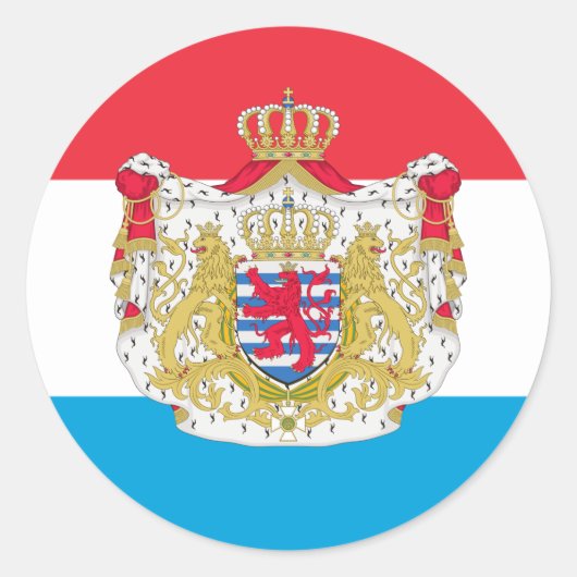 Luxemburgse Vlag & Wapen, Luxemburg Ronde Sticker (Voorkant)