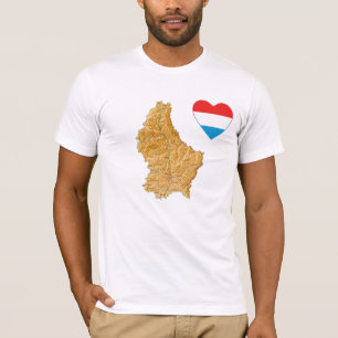 Luxemburgse vlaggenheart en kaart T-Shirt