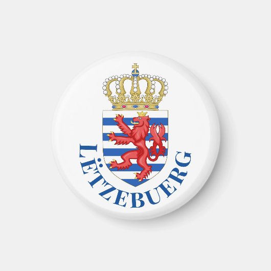 Luxemburgse wapenschild (met de naam eronder) magneet (Voorkant)