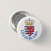 Luxemburgse wapenschild (met de naam eronder) ronde button 3,2 cm (Voorkant /achterkant)