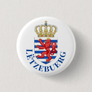 Luxemburgse wapenschild (met de naam eronder) ronde button 3,2 cm
