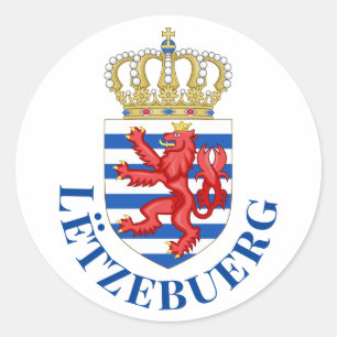 Luxemburgse wapenschild (met de naam eronder) ronde sticker