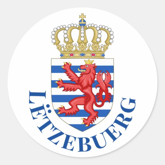 Luxemburgse wapenschild (met de naam eronder) ronde sticker (Voorkant)